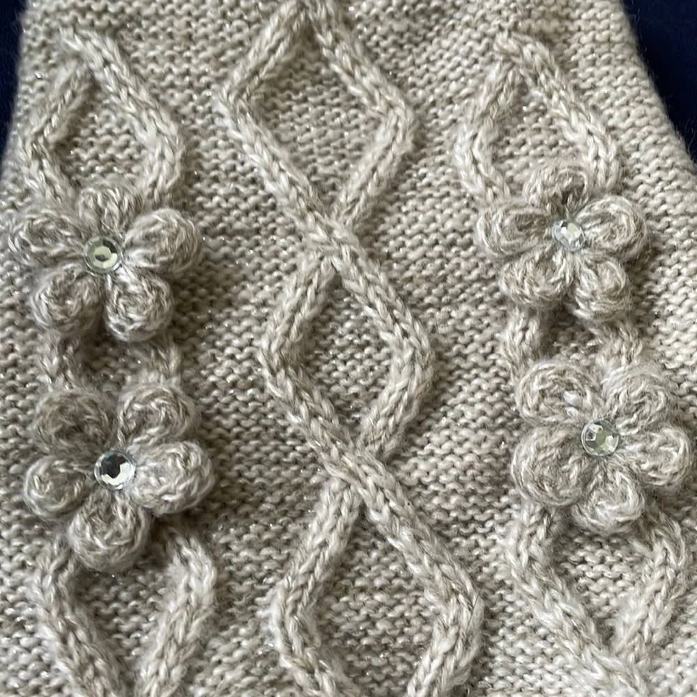Beige/ grey sparkly floral pet sweater